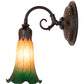 Meyda Lighting Tiffany Pond Lily 5" Mahogany Bronze Wall Sconce With Amber & Green Shade Glass