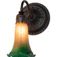 Meyda Lighting Tiffany Pond Lily 5" Mahogany Bronze Wall Sconce With Amber & Green Shade Glass