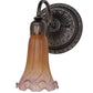 Meyda Lighting Tiffany Pond Lily 5" Mahogany Bronze Wall Sconce With Amber & Purple Favrile Shade Glass