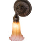 Meyda Lighting Tiffany Pond Lily 5" Mahogany Bronze Wall Sconce With Amber & Purple Favrile Shade Glass