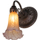 Meyda Lighting Tiffany Pond Lily 5" Mahogany Bronze Wall Sconce With Amber & Purple Favrile Shade Glass