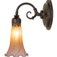 Meyda Lighting Tiffany Pond Lily 5" Mahogany Bronze Wall Sconce With Amber & Purple Favrile Shade Glass