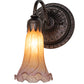 Meyda Lighting Tiffany Pond Lily 5" Mahogany Bronze Wall Sconce With Amber & Purple Favrile Shade Glass