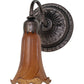 Meyda Lighting Tiffany Pond Lily 5" Mahogany Bronze Wall Sconce With Amber Shade Glass