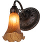 Meyda Lighting Tiffany Pond Lily 5" Mahogany Bronze Wall Sconce With Amber Shade Glass