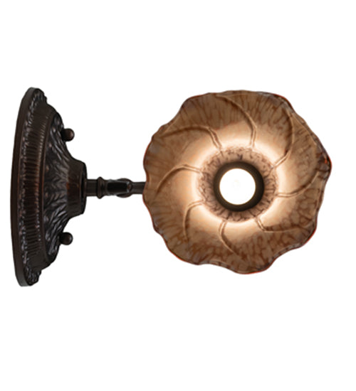 Meyda Lighting Tiffany Pond Lily 5" Mahogany Bronze Wall Sconce With Amber Shade Glass