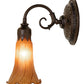 Meyda Lighting Tiffany Pond Lily 5" Mahogany Bronze Wall Sconce With Amber Shade Glass
