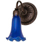 Meyda Lighting Tiffany Pond Lily 5" Mahogany Bronze Wall Sconce With Blue Shade Glass