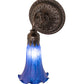 Meyda Lighting Tiffany Pond Lily 5" Mahogany Bronze Wall Sconce With Blue Shade Glass