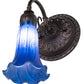 Meyda Lighting Tiffany Pond Lily 5" Mahogany Bronze Wall Sconce With Blue Shade Glass