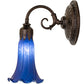 Meyda Lighting Tiffany Pond Lily 5" Mahogany Bronze Wall Sconce With Blue Shade Glass