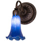 Meyda Lighting Tiffany Pond Lily 5" Mahogany Bronze Wall Sconce With Blue Shade Glass