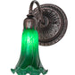 Meyda Lighting Tiffany Pond Lily 5" Mahogany Bronze Wall Sconce With Green Shade Glass