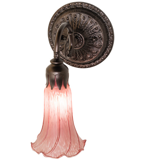Meyda Lighting Tiffany Pond Lily 5" Mahogany Bronze Wall Sconce With Lavender Shade Glass