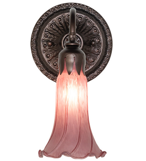 Meyda Lighting Tiffany Pond Lily 5" Mahogany Bronze Wall Sconce With Lavender Shade Glass