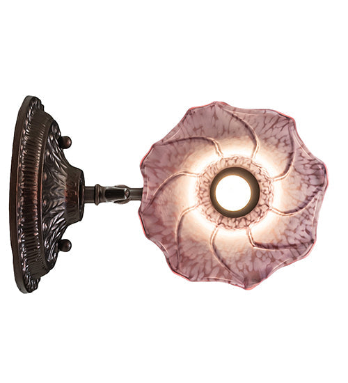 Meyda Lighting Tiffany Pond Lily 5" Mahogany Bronze Wall Sconce With Lavender Shade Glass