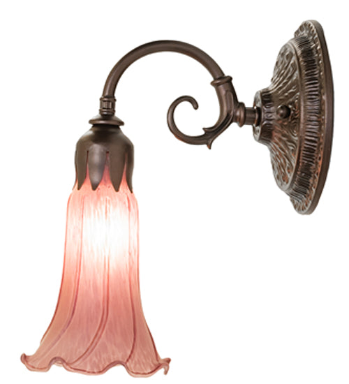 Meyda Lighting Tiffany Pond Lily 5" Mahogany Bronze Wall Sconce With Lavender Shade Glass