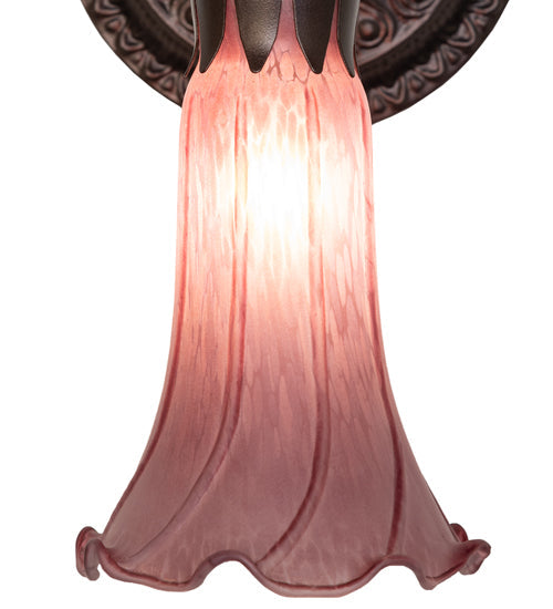Meyda Lighting Tiffany Pond Lily 5" Mahogany Bronze Wall Sconce With Lavender Shade Glass