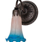 Meyda Lighting Tiffany Pond Lily 5" Mahogany Bronze Wall Sconce With Pink & Blue Shade Glass