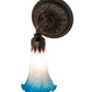 Meyda Lighting Tiffany Pond Lily 5" Mahogany Bronze Wall Sconce With Pink & Blue Shade Glass