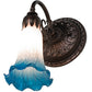 Meyda Lighting Tiffany Pond Lily 5" Mahogany Bronze Wall Sconce With Pink & Blue Shade Glass