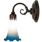 Meyda Lighting Tiffany Pond Lily 5" Mahogany Bronze Wall Sconce With Pink & Blue Shade Glass