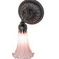 Meyda Lighting Tiffany Pond Lily 5" Mahogany Bronze Wall Sconce With Pink Shade Glass