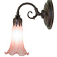 Meyda Lighting Tiffany Pond Lily 5" Mahogany Bronze Wall Sconce With Pink Shade Glass