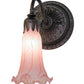 Meyda Lighting Tiffany Pond Lily 5" Mahogany Bronze Wall Sconce With Pink Shade Glass