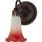 Meyda Lighting Tiffany Pond Lily 5" Mahogany Bronze Wall Sconce With Pink & White Shade Glass
