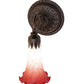 Meyda Lighting Tiffany Pond Lily 5" Mahogany Bronze Wall Sconce With Pink & White Shade Glass