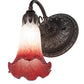 Meyda Lighting Tiffany Pond Lily 5" Mahogany Bronze Wall Sconce With Pink & White Shade Glass