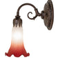 Meyda Lighting Tiffany Pond Lily 5" Mahogany Bronze Wall Sconce With Pink & White Shade Glass