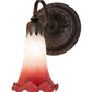 Meyda Lighting Tiffany Pond Lily 5" Mahogany Bronze Wall Sconce With Pink & White Shade Glass