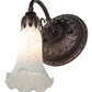 Meyda Lighting Tiffany Pond Lily 5" Mahogany Bronze Wall Sconce With White Shade Glass