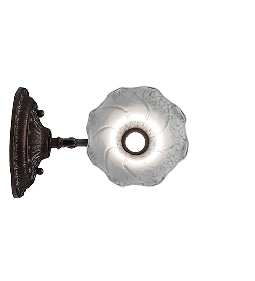 Meyda Lighting Tiffany Pond Lily 5" Mahogany Bronze Wall Sconce With White Shade Glass
