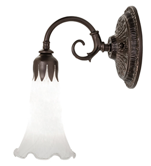 Meyda Lighting Tiffany Pond Lily 5" Mahogany Bronze Wall Sconce With White Shade Glass