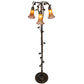 Meyda Lighting Tiffany Pond Lily 58" 3-Light Mahogany Bronze Floor Lamp With Amber & Purple Shade Glass