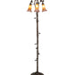 Meyda Lighting Tiffany Pond Lily 58" 3-Light Mahogany Bronze Floor Lamp With Amber & Purple Shade Glass