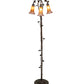 Meyda Lighting Tiffany Pond Lily 58" 3-Light Mahogany Bronze Floor Lamp With Amber & Purple Shade Glass