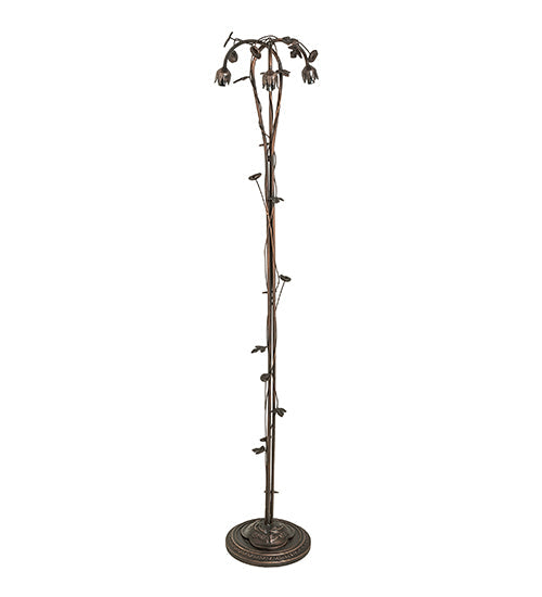Meyda Lighting Tiffany Pond Lily 58" 3-Light Mahogany Bronze Floor Lamp With Amber Shade Glass