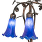 Meyda Lighting Tiffany Pond Lily 58" 3-Light Mahogany Bronze Floor Lamp With Blue Shade Glass