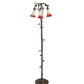 Meyda Lighting Tiffany Pond Lily 58" 3-Light Mahogany Bronze Floor Lamp With Green & Red Shade Glass