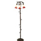 Meyda Lighting Tiffany Pond Lily 58" 3-Light Mahogany Bronze Floor Lamp With Green & Red Shade Glass