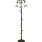 Meyda Lighting Tiffany Pond Lily 58" 3-Light Mahogany Bronze Floor Lamp With Grey Shade Glass