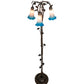 Meyda Lighting Tiffany Pond Lily 58" 3-Light Mahogany Bronze Floor Lamp With Pink & Blue Shade Glass