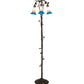 Meyda Lighting Tiffany Pond Lily 58" 3-Light Mahogany Bronze Floor Lamp With Pink & Blue Shade Glass