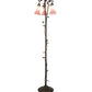 Meyda Lighting Tiffany Pond Lily 58" 3-Light Mahogany Bronze Floor Lamp With Pink Shade Glass