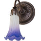 Meyda Lighting Tiffany Pond Lily 6" Mahogany Bronze Wall Sconce With Blue & White Shade Glass