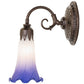 Meyda Lighting Tiffany Pond Lily 6" Mahogany Bronze Wall Sconce With Blue & White Shade Glass